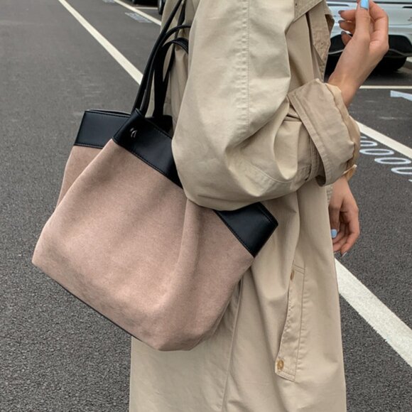 Lightweight Classic Color Tote Bag - Khaki - Picture 5 of 5